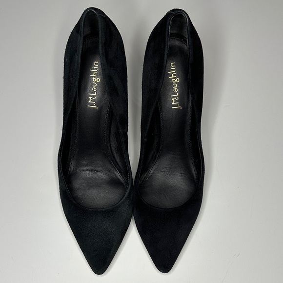 J. McLaughlin Women’s Beatrice Black Suede Leather Heels Tortoise-shell Heels 8 - Picture 1 of 12